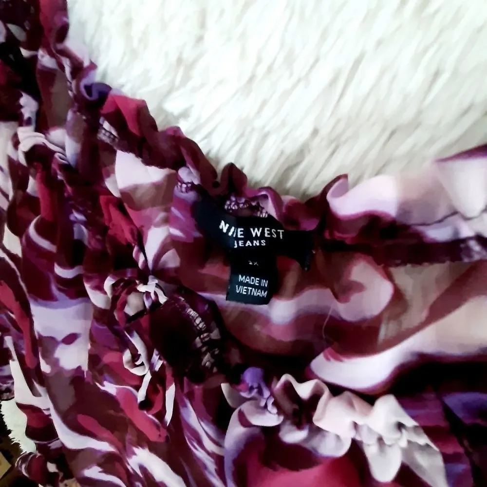 Nine west  purple haze sz 2X sheer blouse - Picture 3 of 3
